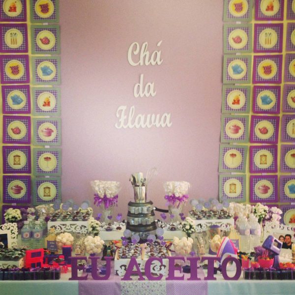 Chá de Cozinha em tons de lilás e cinza para a querida noiva Flávia